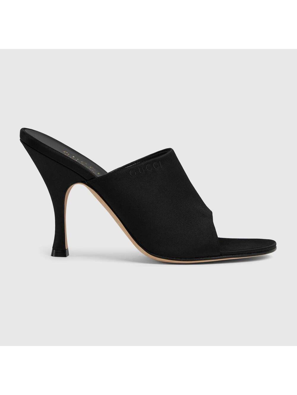 Gucci Logo Satin Slide Sandals(PLEASE REQUEST YOUR SIZE BEFORE PURCHASING)